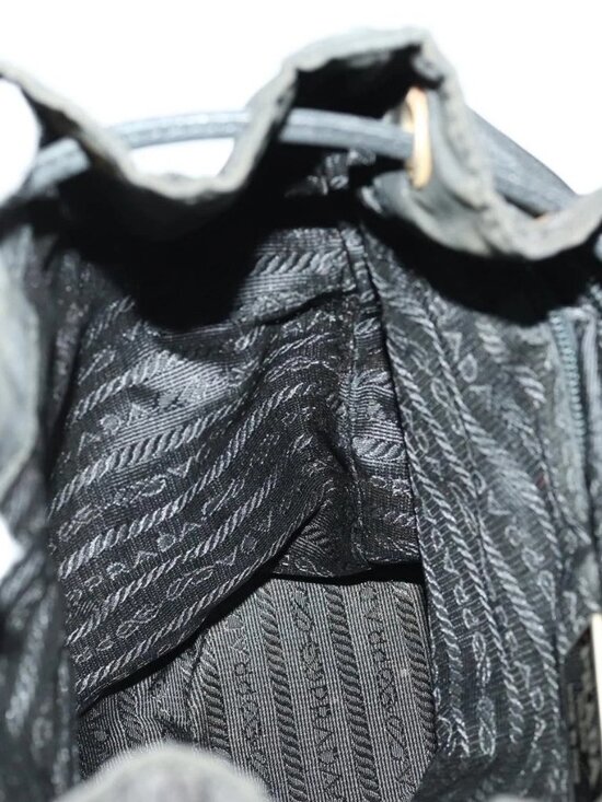 PRADA Backpack Nylon Black Gold Auth ka1273 main image 6